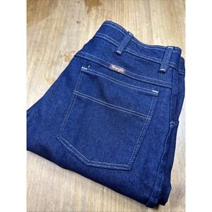 Wrangler 85498PS Vtg Jeans 36x30 Hook Eye Made In USA Cowboy Straight Leg Dark